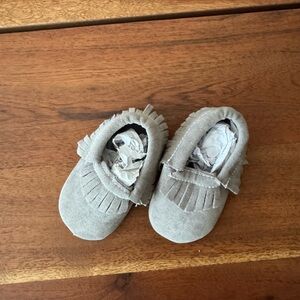 NWOT Grey Suede Baby Moccasins